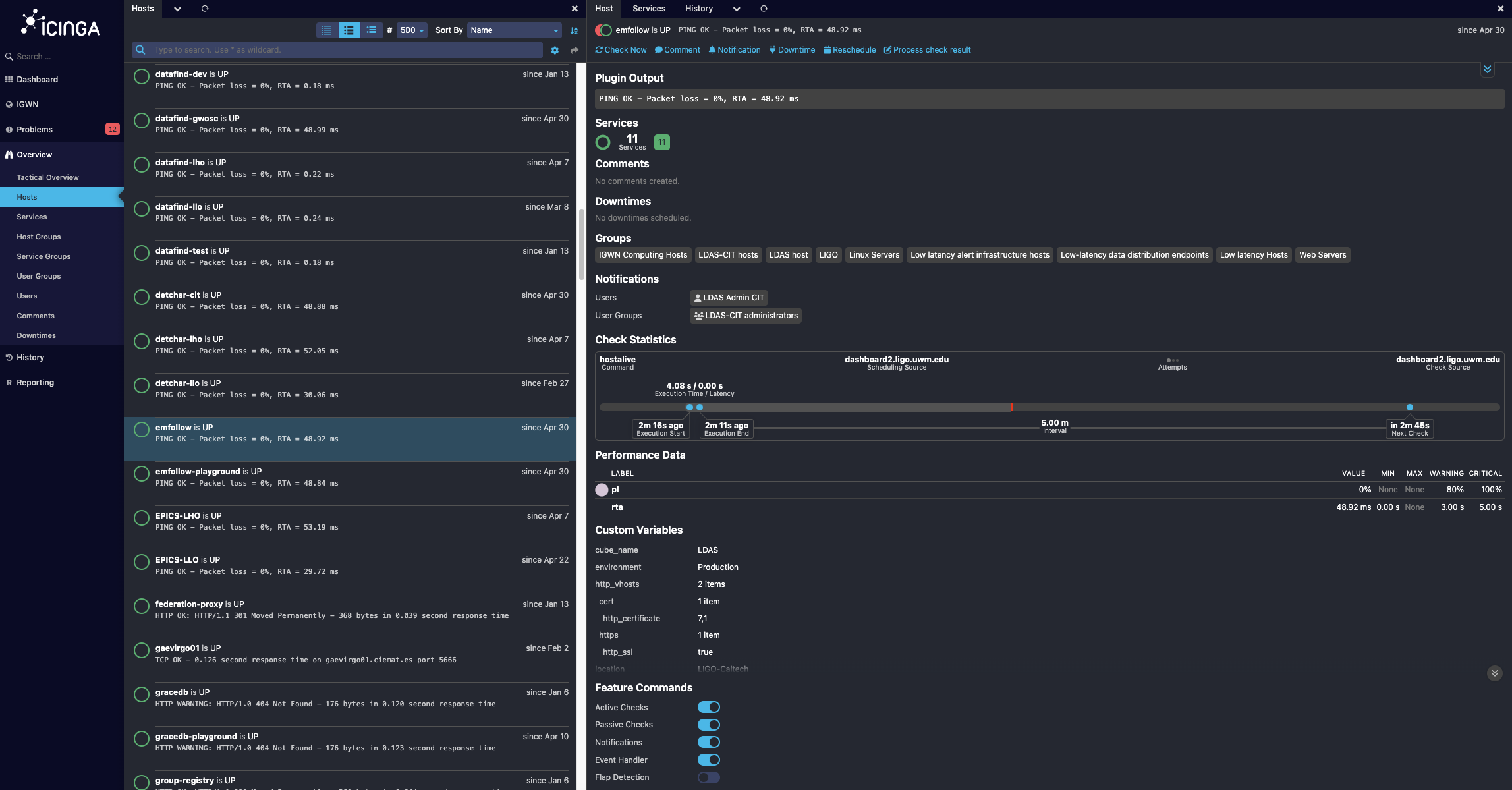 Screenshot of Nagios